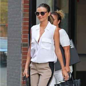 Equipment White Silk sleeveless shirt